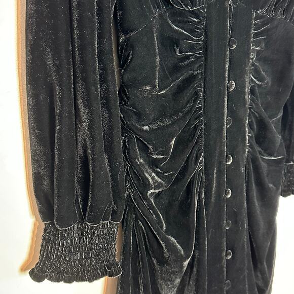 ZARA The Alessa Dress Black Velvet Button Front Mini Womans Small Goth Witchy - Picture 5 of 10
